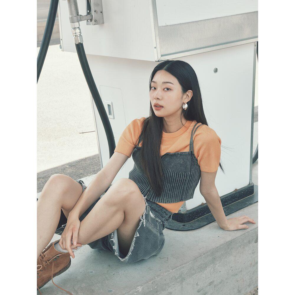 8Seconds Off-Shoulder Ribbed Knit Orange Orange (Bronze)/S