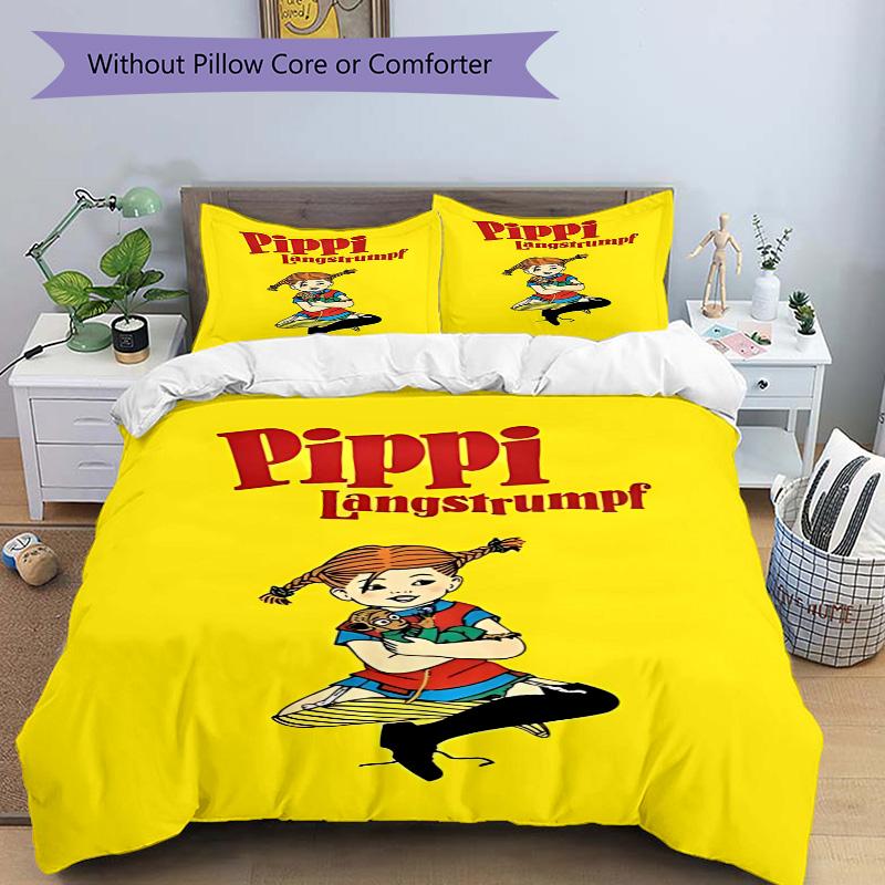 Pippi'S Adventures Freedom Print 3Pcs Bedding Setduvet Cover With 2 Bedropillowcase Home Birthday Gift