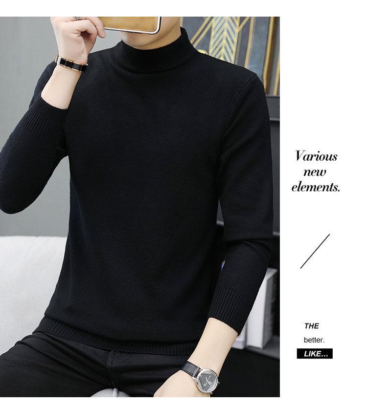 Men's Cross-Border Plus Size Velvet Thick Sweater, Autumn/Winter Half-High Collar Pullover, Trendy Warm Knitwear