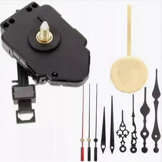 Quartz Clock Movement Set: Metal Hour, Minute & Second Hands with Pendulum In Various Shaft Lengths