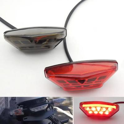 12V Motorcycle LED Tail Light License Plate Lamp Red Smoke Rear Taillight Brake Stop Running Signal Universal For Bike Dirt Bike