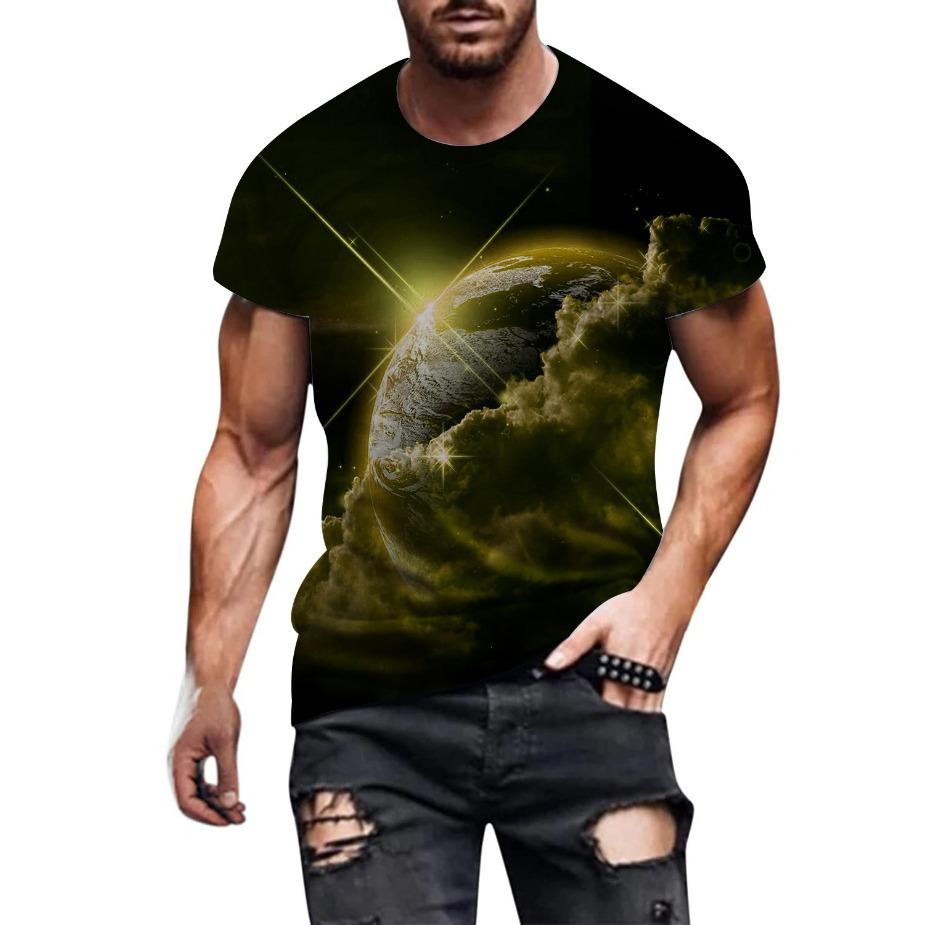 Creative 3D Printed T-shirt for European and American Spring/Summer Men's T-shirt Casual Round Neck Short Sleeved Top