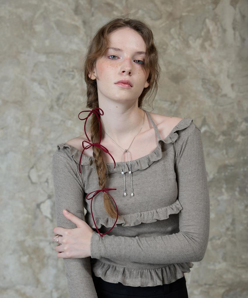 LARTIGENT L13 Frill Halter Sleeve(Brown)