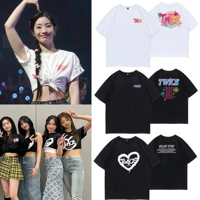 Modă de Vară 2026 Tricou Trendy TWICE ReadyToBe ort Sve Gât Rotund Top Scurt Talie Înaltă Tricou Casual pentru Concertul din America de Nord Strada Sle Bumbac