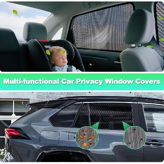 Car Window Shades For -2024 RAV4 Accessories - Rear Side Window Shade For Baby, Breathable Mesh Car Privacy Window Covers, UV Protection And Heat