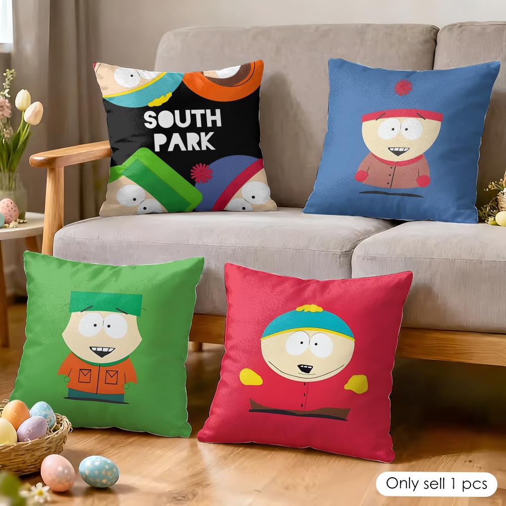 Anime SSouths PPark Cushion Cover Soft Plush Fabric DoubleSided Printed Cushion Covers for All Seasons Modern HomeDecor Gift