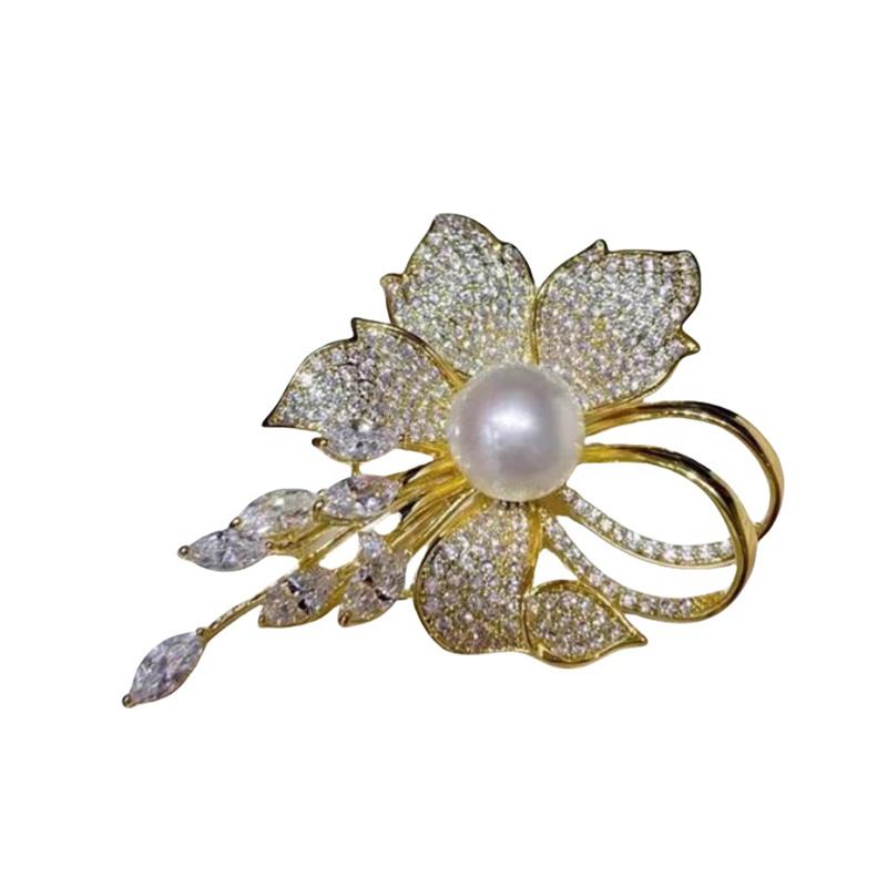 

Rhinestone Flowers Imitation Pearl Brooches For Women Clothing Coat Jewelry Accessries Gifts