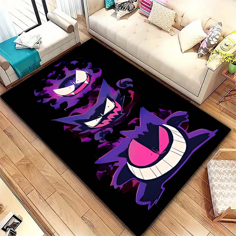 Gengar Printed Area Rug Cartoon Ghost Pattern Non-Slip Floor Mat Soft Carpet for Bedroom Living Room Decor