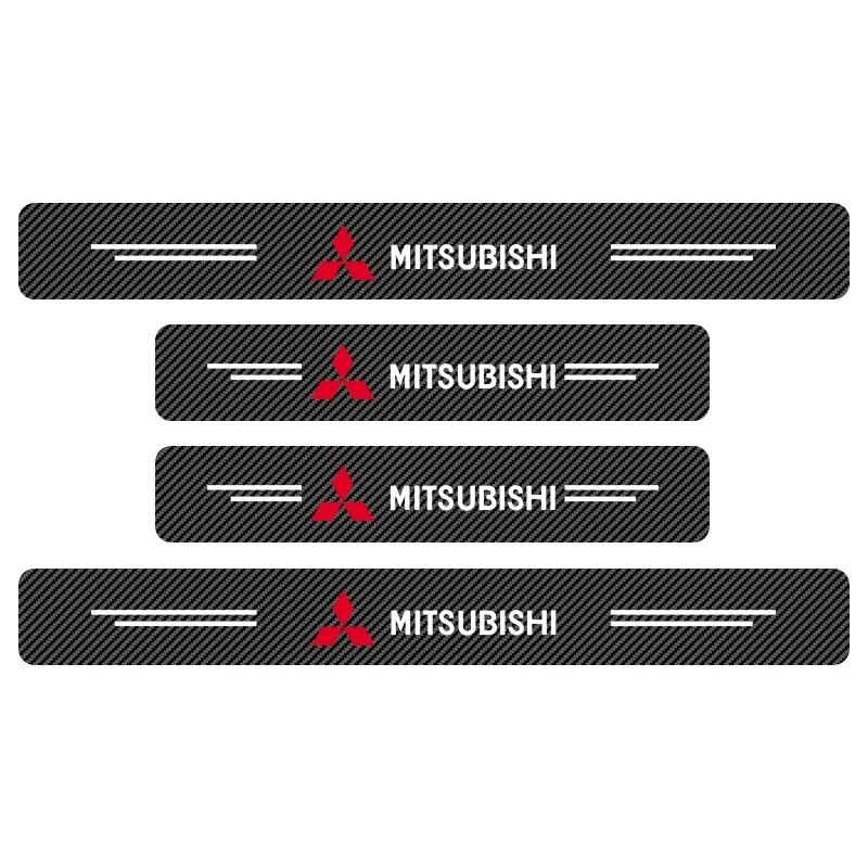 pdsh9 Car Door Sill Carbon Fiber Sticker Threshold Side Anti Scratch Tape Waterproof For Mitsubishi Motors Metal Label Sticker Label