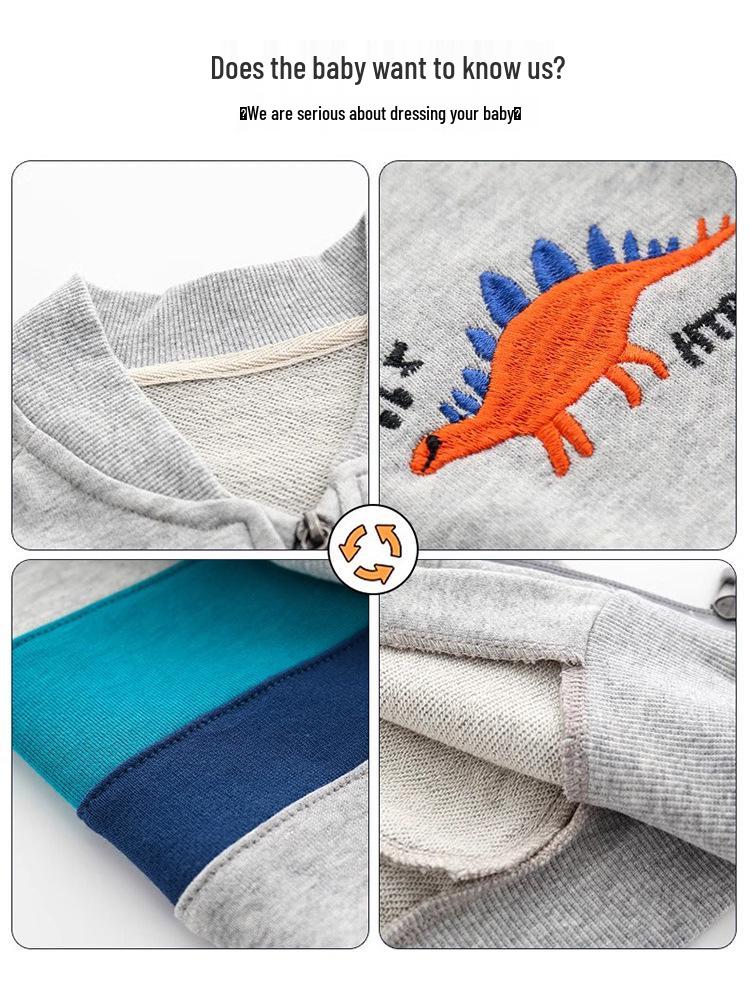 Children's Cartoon Color Block Zipper Cardigan – Spring and Autumn Long Sleeve Toddler Jacket