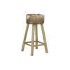 Tabouret Naturel Bois Marron Cuir Blanc (42 X 42 X 77 Cm)