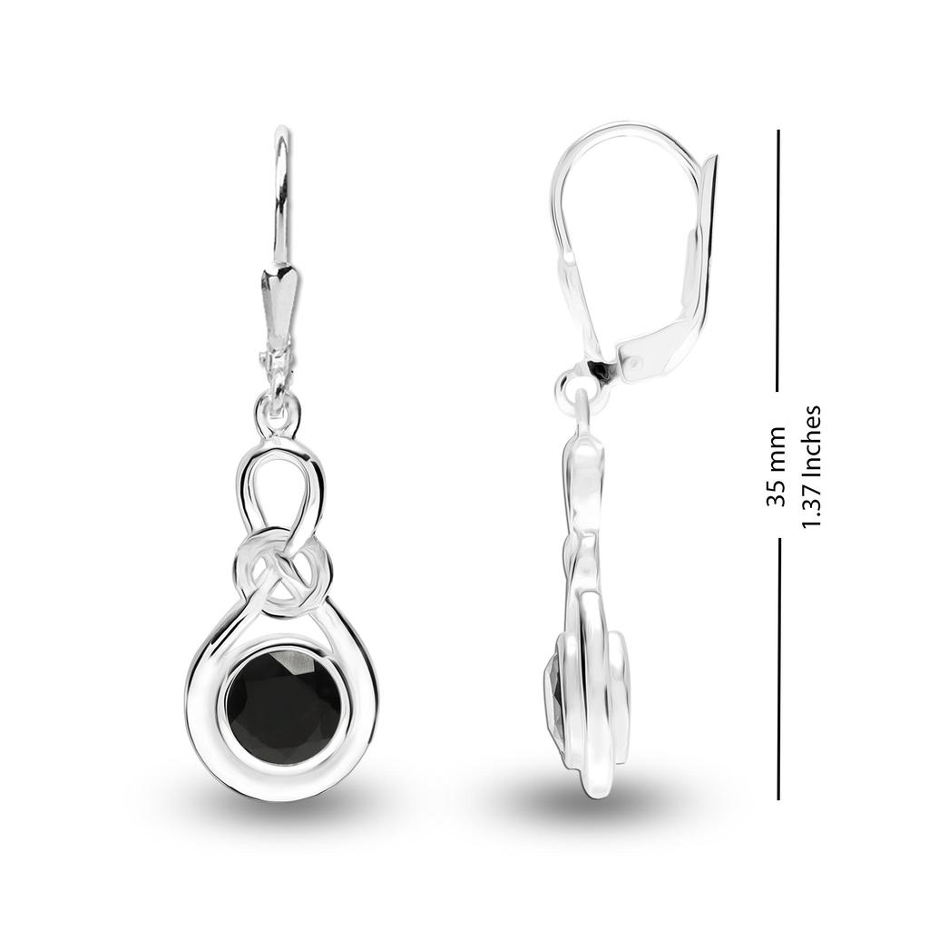LeCalla S925 Sterling Sliver Jewelry Leverback Infinity Birthstone Earrings for Women (6 MM Black Onyx)