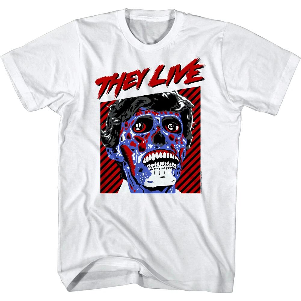 They Live Blue Alien Face Mens T Shirt Ob Horror Movie 80s Film John Carpenter XL