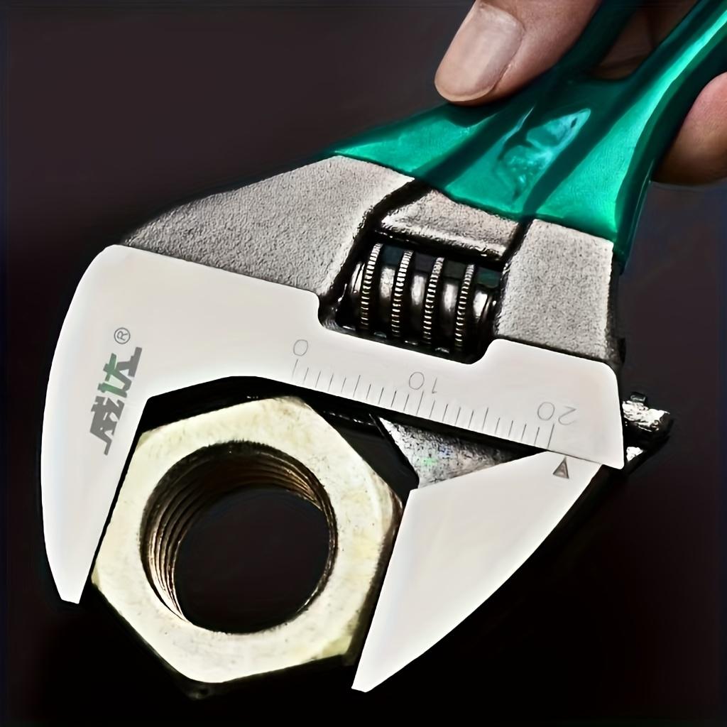 1pc Adjustable Wrench Large Opening 4 Sizes Short Handle Mini Spanner Laser Scale Rubber Grip Plumbing Repair Tool