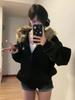 American Retro Brand Women's Fur Collar Zip-Up Hoodie - High-End Casual Jacket for Autumn/Winter Couples.