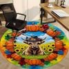 1pc Autumn Pumpkin Wreath Chair Carpet for Office, Round Polyester Mat, Indoor Decor for Office, Easycare Fabric, Washable Non-slip Area Carpet