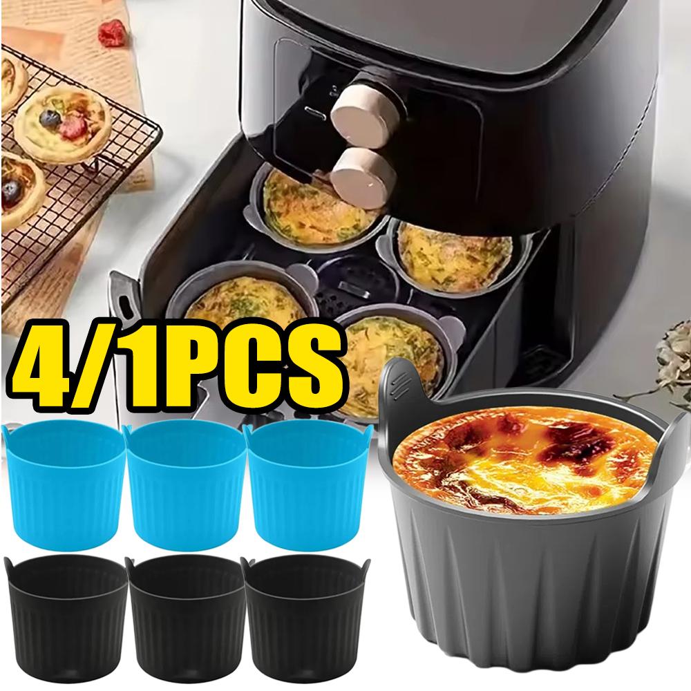 1/4PCS Reusable Silicone Air Fryer Liners and Baking Cups Accessories for Eggs Cakes Meatballs Non-Stick Kitchen Baking Tools