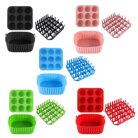 Air Fryer Silicone Basket Liners Large Square Oven Pan BBQ Grill Reusable Cake Molds for Hot Dogs Bacon Jelly