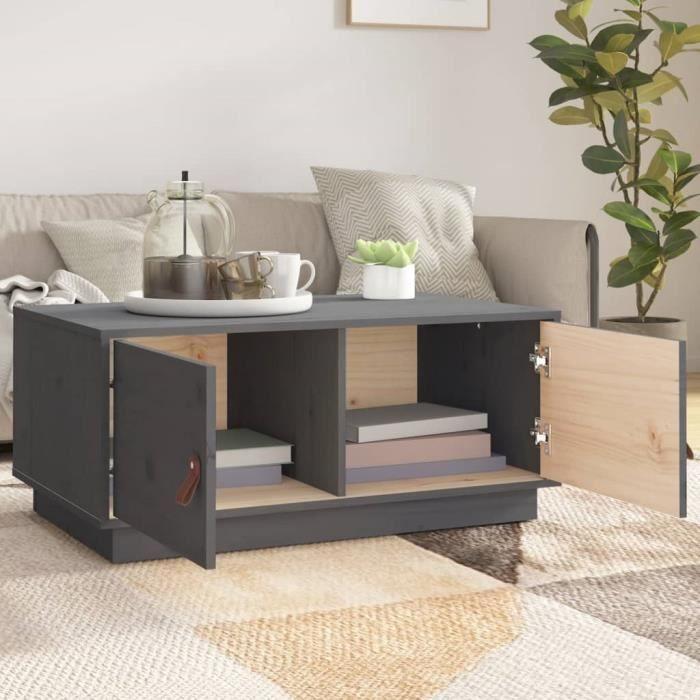 VidaXL Table basse Gris 80x50x35 cm Bois massif de pin 818252