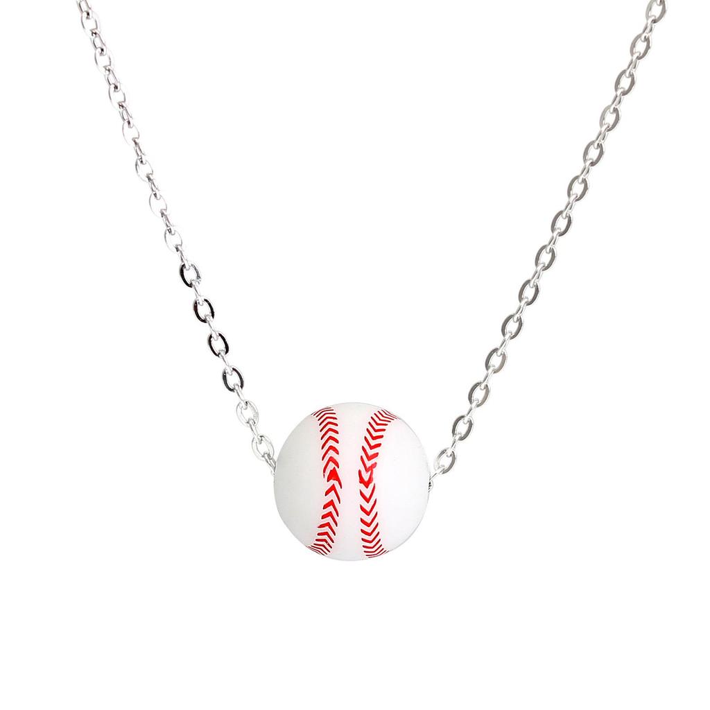 Unisex Sports Silicone Basketball Pendant Necklace, Stainless Steel, European & American Style
