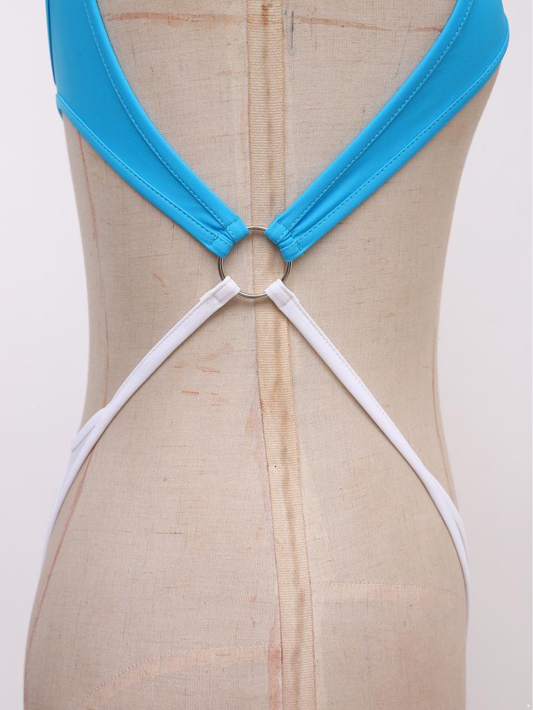 Traje de baño de una pieza para mujer con recorte sin mangas y aro O, tanga cheeky, body para playa, piscina, tomar el sol