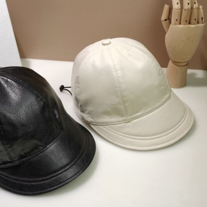 LOOKING4U Retro Leather Stopper Ball Cap C2 Ivory