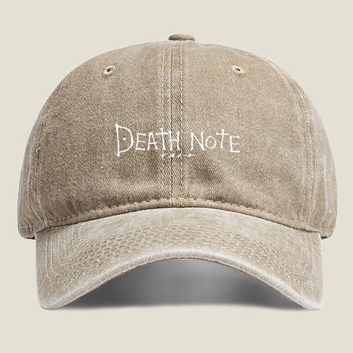 

Death Note Text Logo Fashion Washed Baseball Cap Hat Outdoor Activities One Size хаки