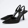 2026 Léto Nová Značka Dámské Sandály Módní Křišťálová Přezka Slingback Vysoké Podpatky Párty Elegantní Zlaté Dámské Boty Sexy Lodičky