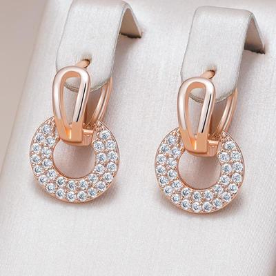 Hoge Kwaliteit Zirkonia Sieraden Holle Cirkel Design Gouden Oorbellen voor Vrouwen Gouden Hoepel Oorbellen Feest Dagelijkse Sieraden Draagbare Accessoires