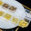12-Grid Boxed Nail Art Ornaments: Seashell, Starfish, Bow, and Metal Rivets