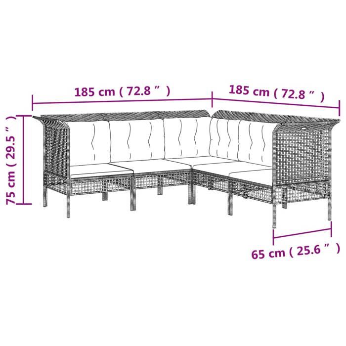VidaXL Salon de Jardin avec Coussins 8 pcs, Ensemble de Meubles de Terrasse, Mobilier d'Extérieur, Canapé de Patio, Moderne, 3187565