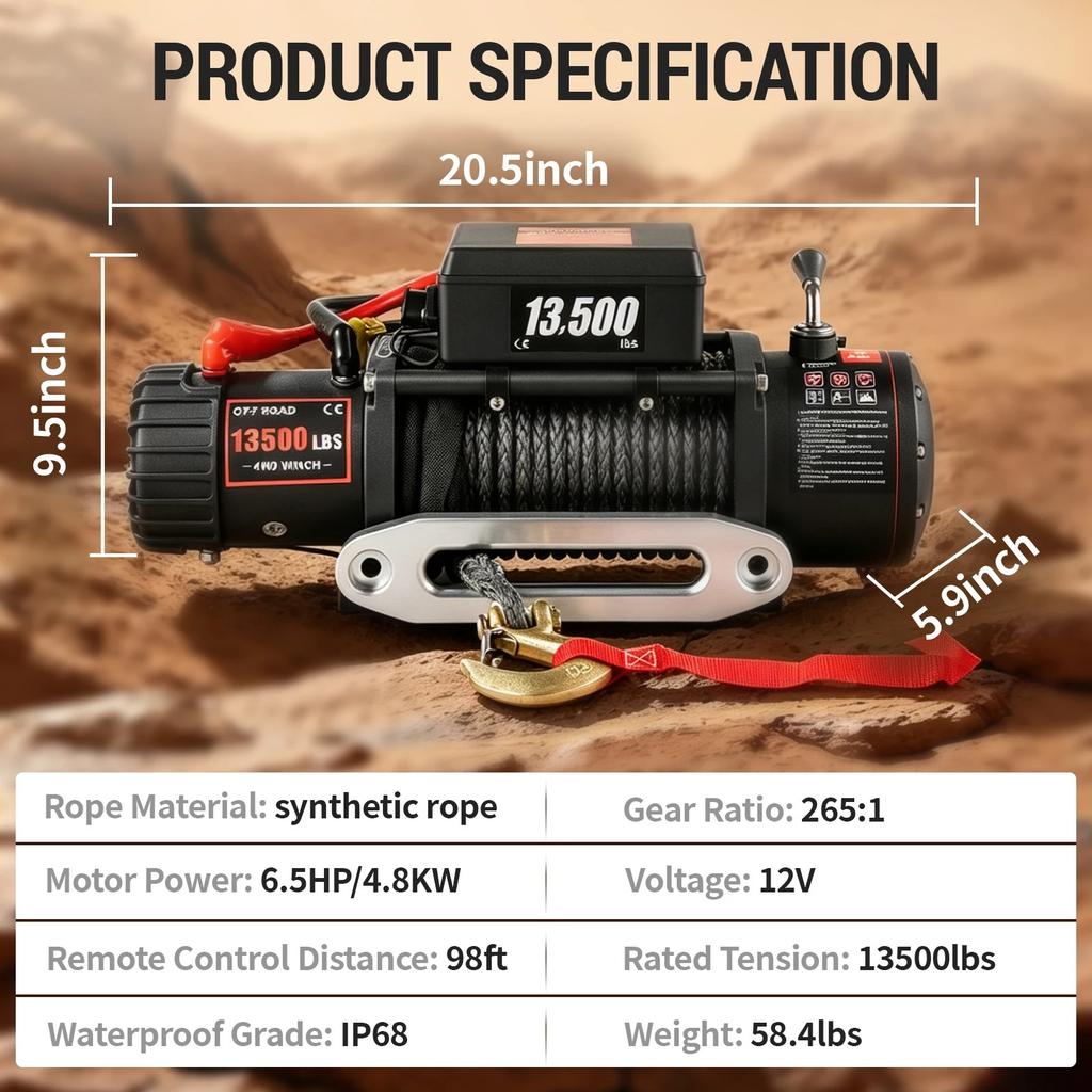 Argano Portatile per Rimorchio Auto Camion Fuoristrada con Controllo Wireless 3500-13500 LBS Argano Auto Cablato per ATV/UTV SUV Camion Traino Fuoristrada