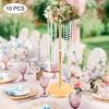 10 Pcs 27.5inch Tall Crystal Look Flower Stands, Elegant Gold Metal Table Centerpieces for Weddings & Party Decor, Bulk Vase Set