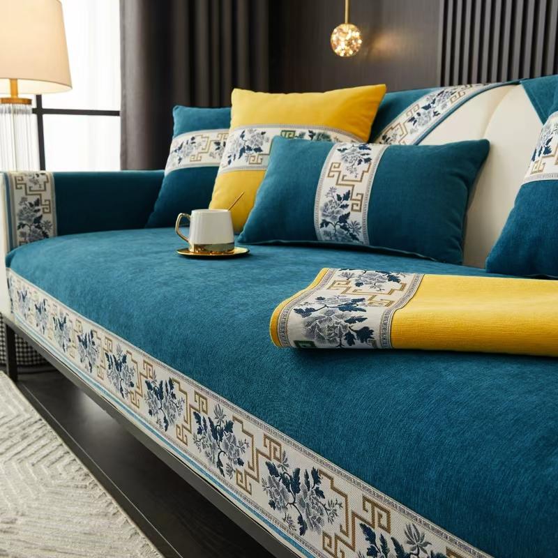 Housse de canapé épaisse de Style chinois, en Chenille solide, antidérapante, coussin de canapé, canapés de salon, housse de fauteuil universelle, tapis de serviette