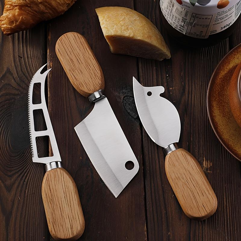 New Stainless Steel Cheese Knife Set , Rubber Wood Handle Butter Cheese Knife , Creative Cute Mouse Shaped Steak Knife , Kitchen Essential