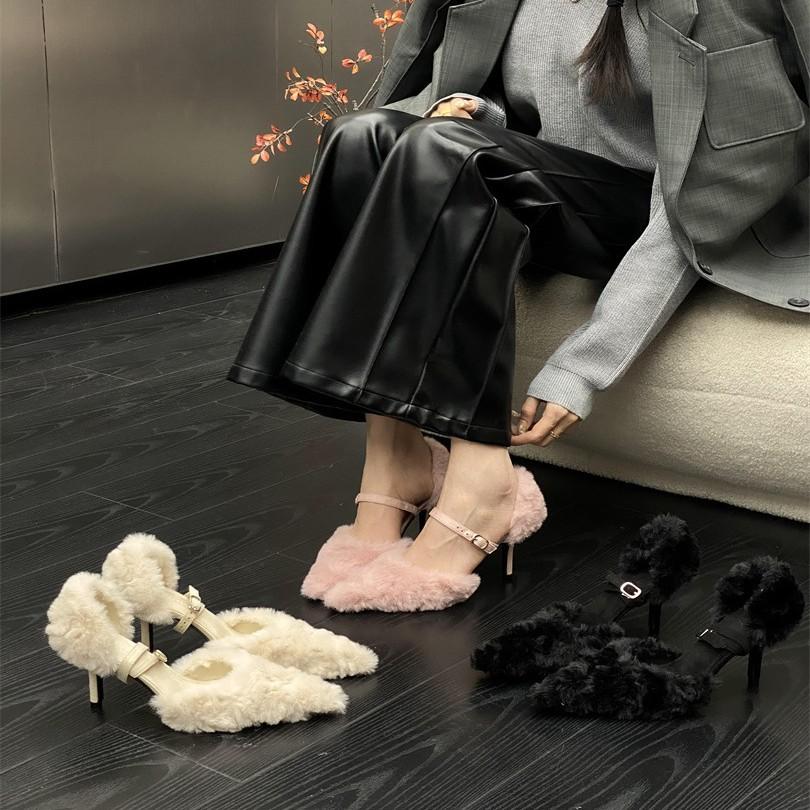 Temperament bag head shoes 2025 autumn and winter new high heels thin heel pointed wrist trip strap single shoes Mao Mao shoes