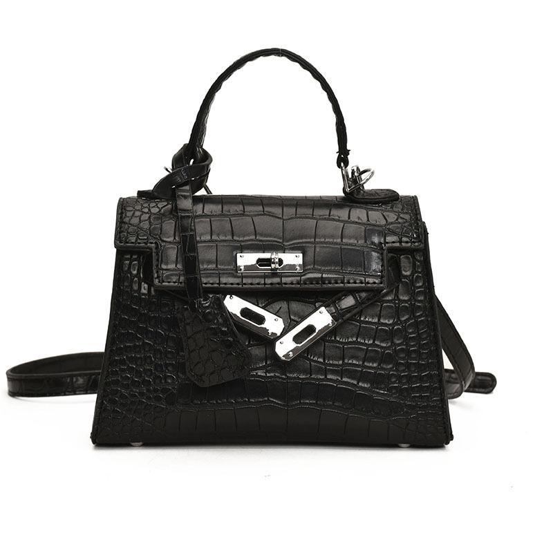 2025 spring and summer model, lock one shoulder messenger bag, burst retro high-end alligator pattern, portable commuter Kelly bag.
