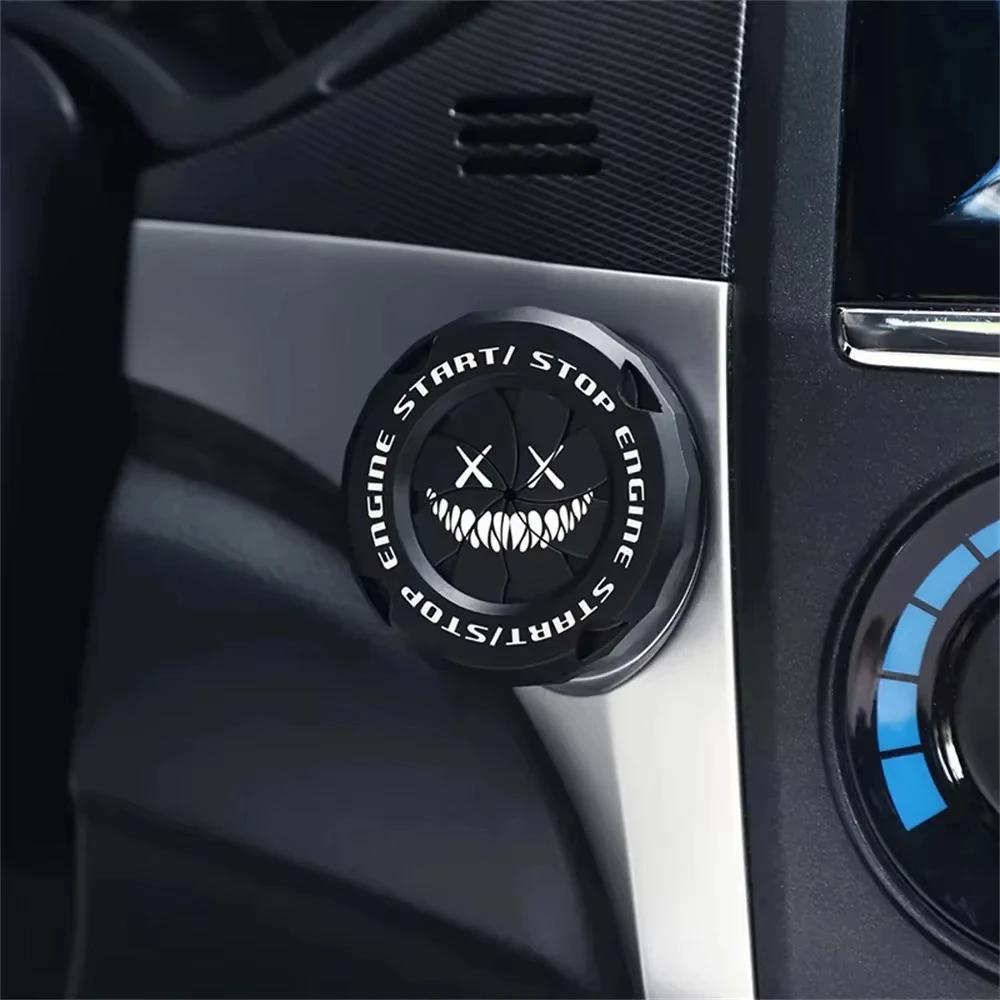 Car Ignition Switch Cover One-touch Start Button Rotating Protective Cap Motorcycle Start Stop Ring Decoration Interior Sticker