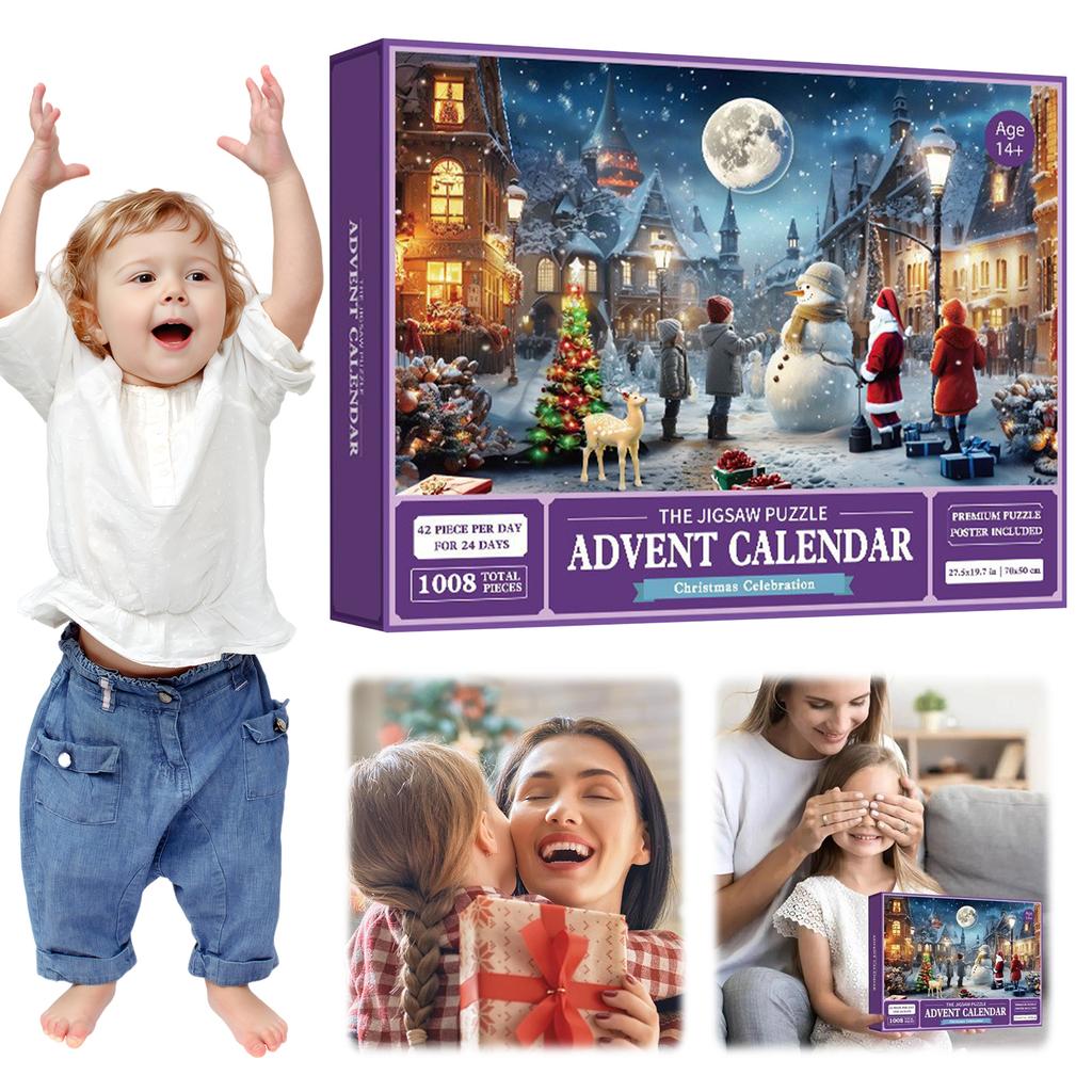 Christmas Puzzle Christmas Advent Calendar 1008 Pieces Jigsaw Puzzles Holiday Countdown Calendar Christmas Gifts for Kids Adults