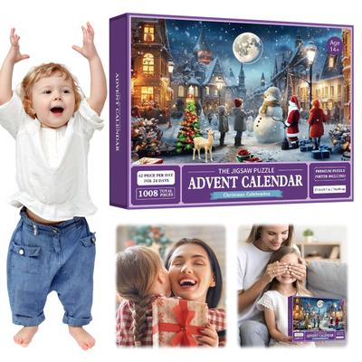 Christmas Puzzle Advent Calendar 2025 1008 Pieces Jigsaw Puzzles 24 Days Christmas Countdown Calendar for Kids and Adults