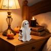 Halloween Party Props Cute White Ghost Resin Figurine, Miniature Figurine Decoration, Matte Room Decor Finish Tabletop Statue for Home Shelf Mini