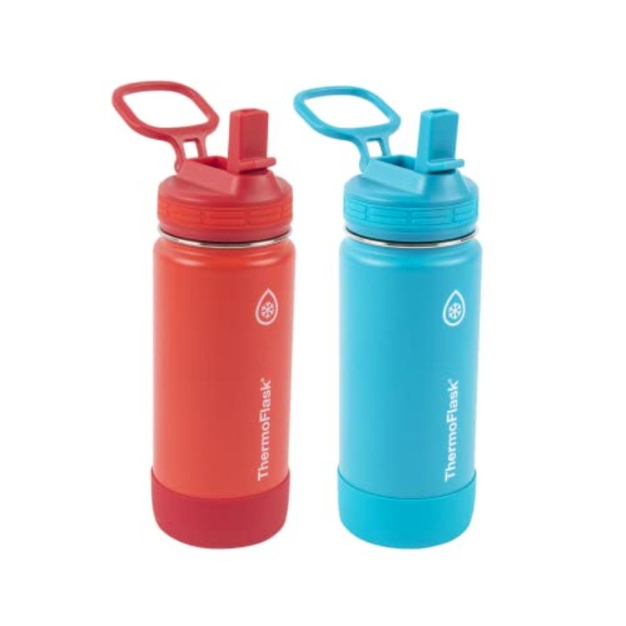

16 oz Insulated Water Bottles with Straw Lid BPA-Free Stainless Steel Leakproof Spill-Proof Design Easy Clean Wide Mouth 2-Pack United States