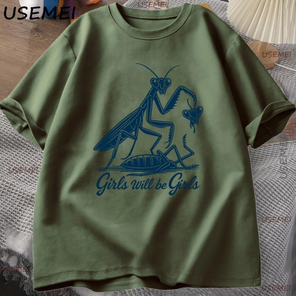 

Pattern Sports Shirt, Fun T Shirt, Praying Mantis Print Round Neck Short Sleeved Shirt, Casual Women s Top XXL