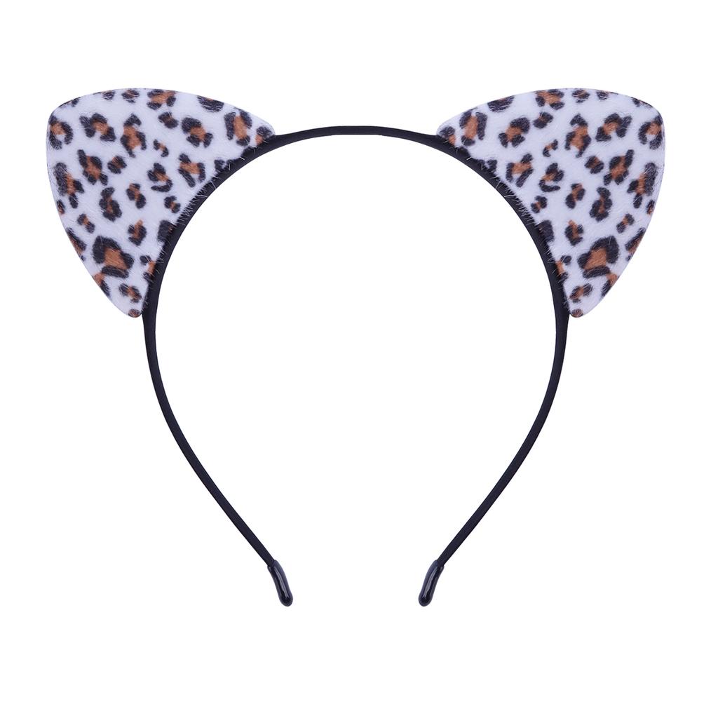 Leopardenmuster Glitzer Katzenohren Stirnband Metall Haarreifen Damen Party Accessoire Alltagskleidung Mädchen Festliche Katzenohren Haarband