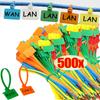 500-100Pcs Cable Labels Tags Nylon Cable Tie Tag for Cable Management Colorful Waterproof Loop Ties Markers Tag Self-locking Zip