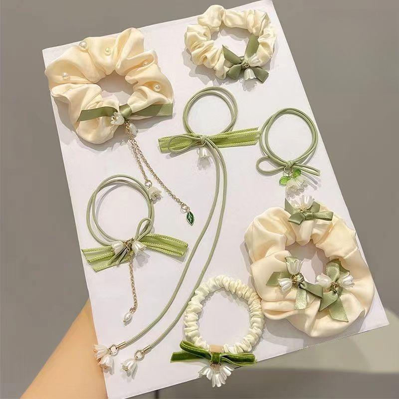 Set lily of the valley flower rubber band hair ring high elasticity and durable Korean version of the head rope new fresh girl hair tie rope