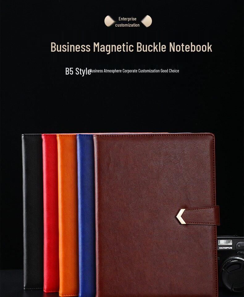 B5 Leather Business Notebook with Detachable Sleeve and Replaceable Core