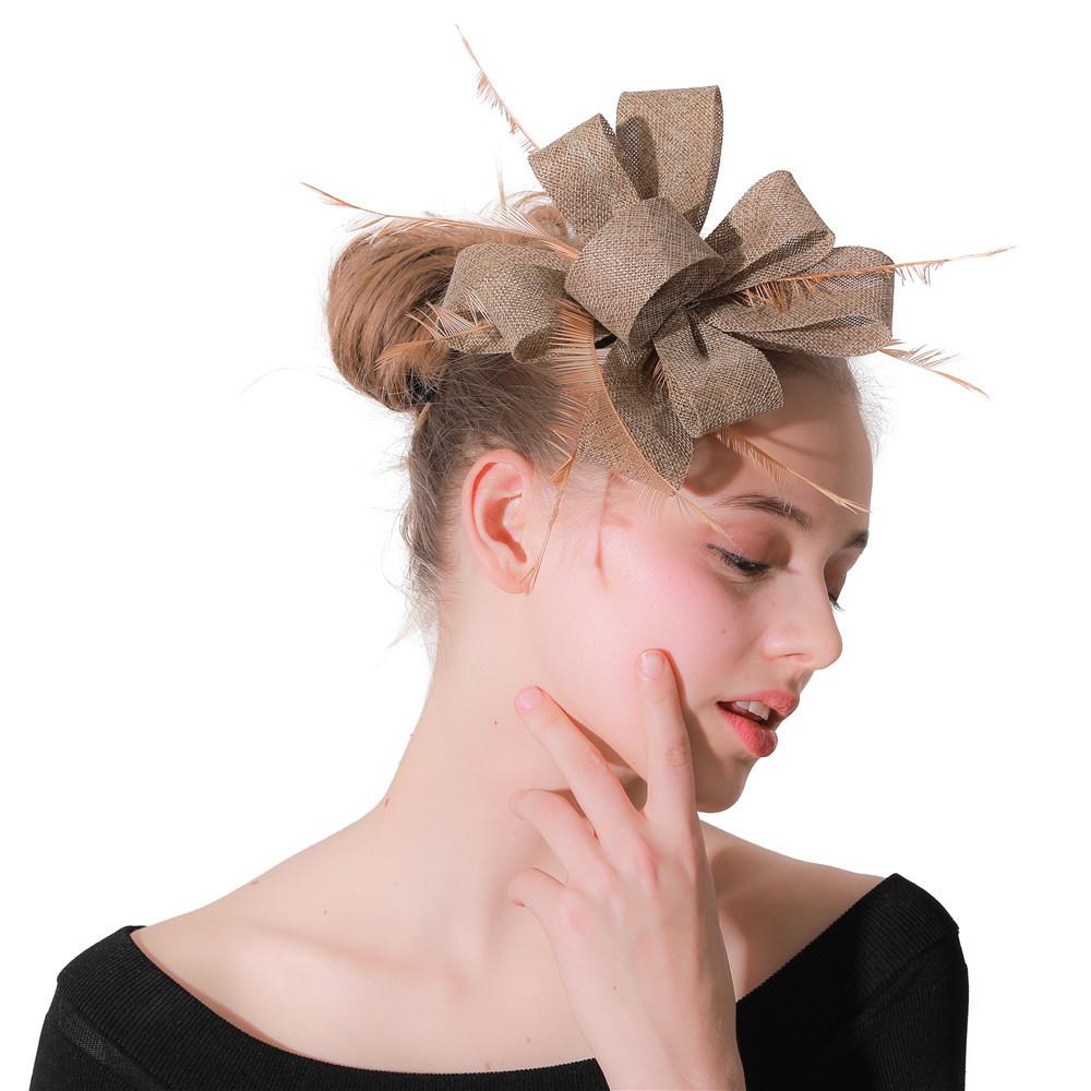 Europa Und Die Vereinigten Staaten Neue Feder Haarspange Braut Haar Accessoires Bankett Party Aufführung Hanf Hut Kugel Kopfschmuck