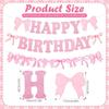Pink Happy Birthday Banner, Bow Themed Party Decorations Hanging Set Pink Bowes Banner for Women Party Decorations