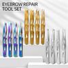 4PCS/Set Stainless Steel Eyebrow Tweezers Pointed Tip Oblique Mouth Eyelash Tweezers Multifunctional Portable